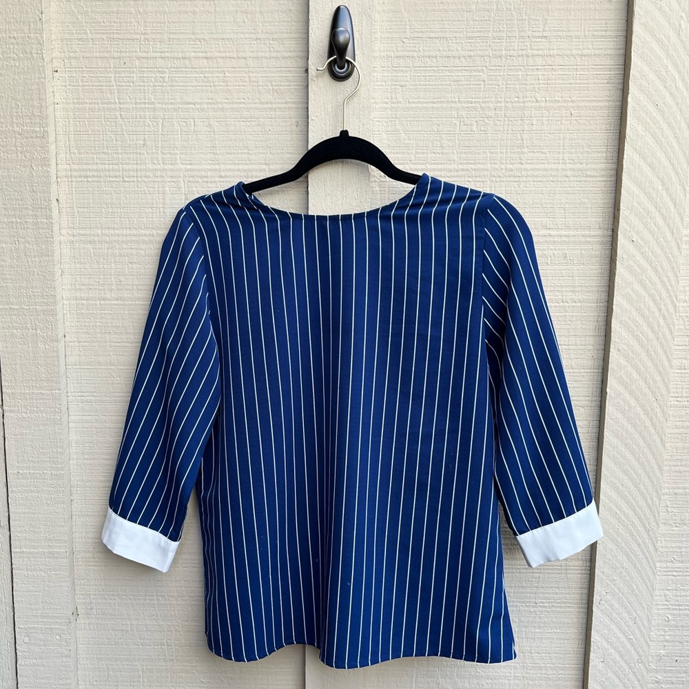 Connexion Dark Blue Stripes Work Blouse